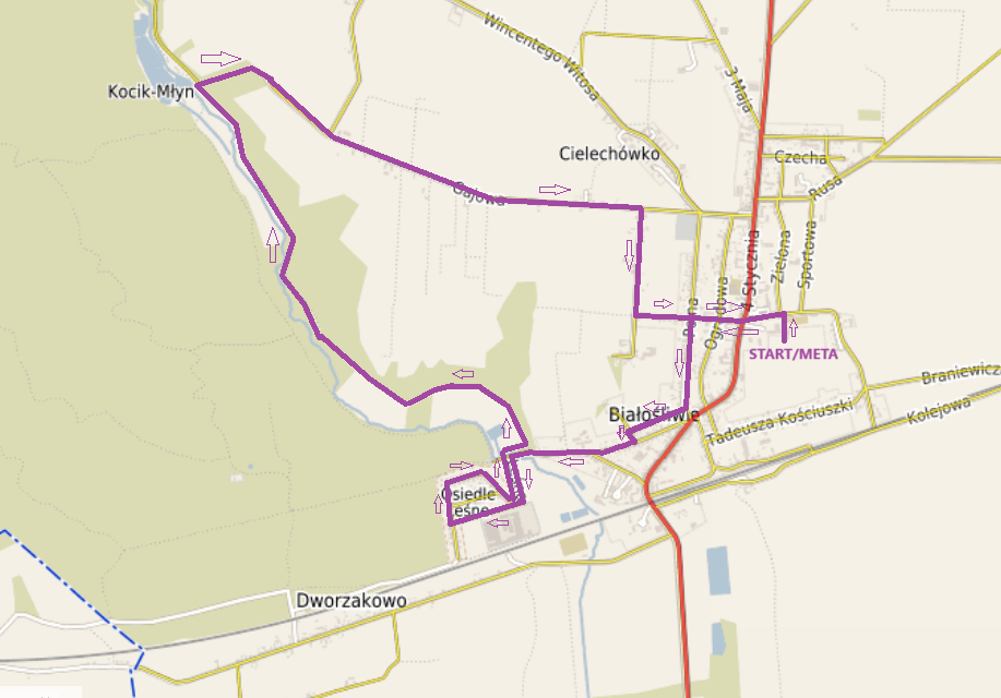 mapa bieg